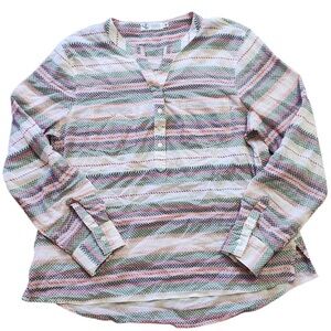 Carve Designs cloud block striped Dylan gauze shirt